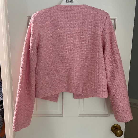 Bubblegum pink lady jacket blazer gold buttons small shoulder pads - Picture 3 of 4